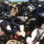 Mountains of car seats potentially heading to landfills are a significant environmental concern, highlighting the importance of recycling programs.