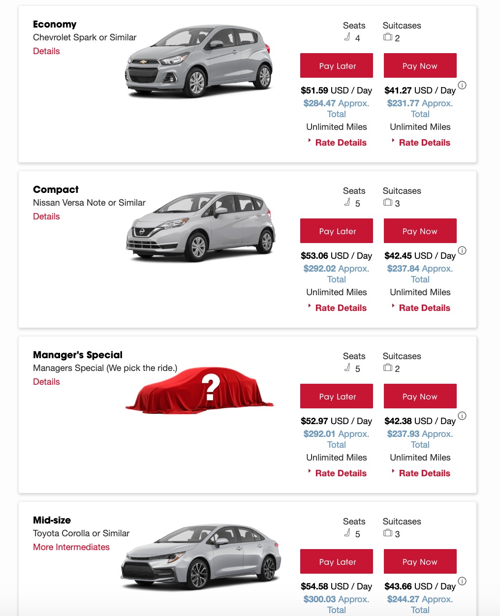 Dollar Car Search Results