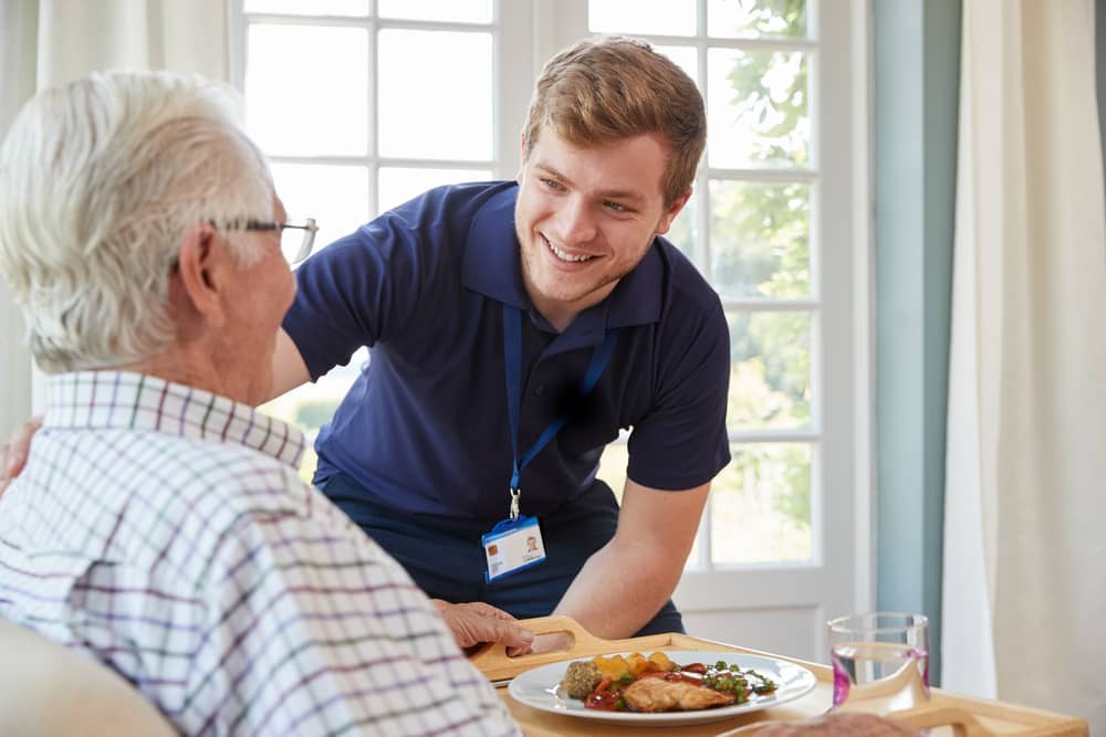 Person receiving home care assistance