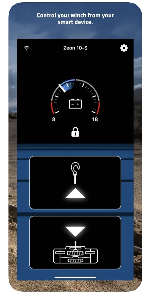 Screenshot of Warn winch remote app interface